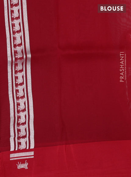 Banarasi katan silk saree red with allover silver zari woven brocade weaves and zari woven butta border