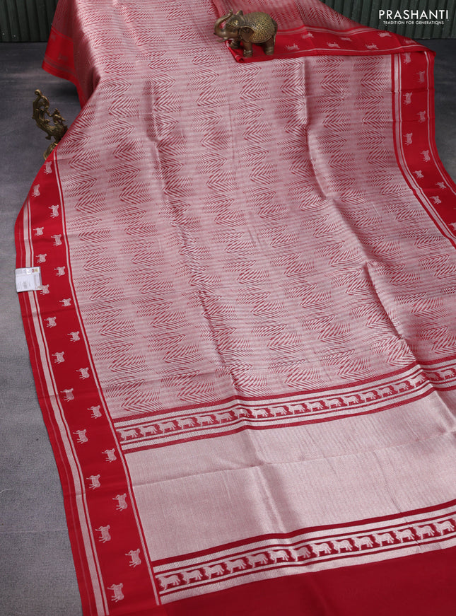 Banarasi katan silk saree red with allover zari woven brocade weaves and zari woven butta border