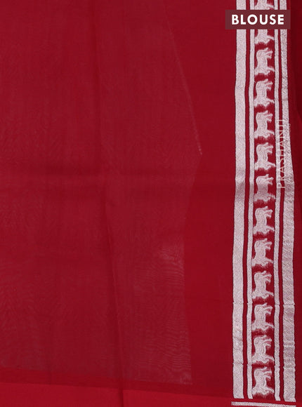 Banarasi katan silk saree red with allover zari woven brocade weaves and zari woven butta border