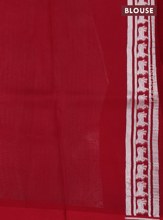 Banarasi katan silk saree red with allover zari woven brocade weaves and zari woven butta border