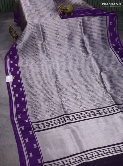 Banarasi katan silk saree violet with allover zari woven brocade weaves and zari woven butta border