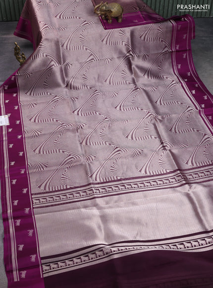 Banarasi katan silk saree purple with allover silver zari woven brocade weaves and zari woven butta border