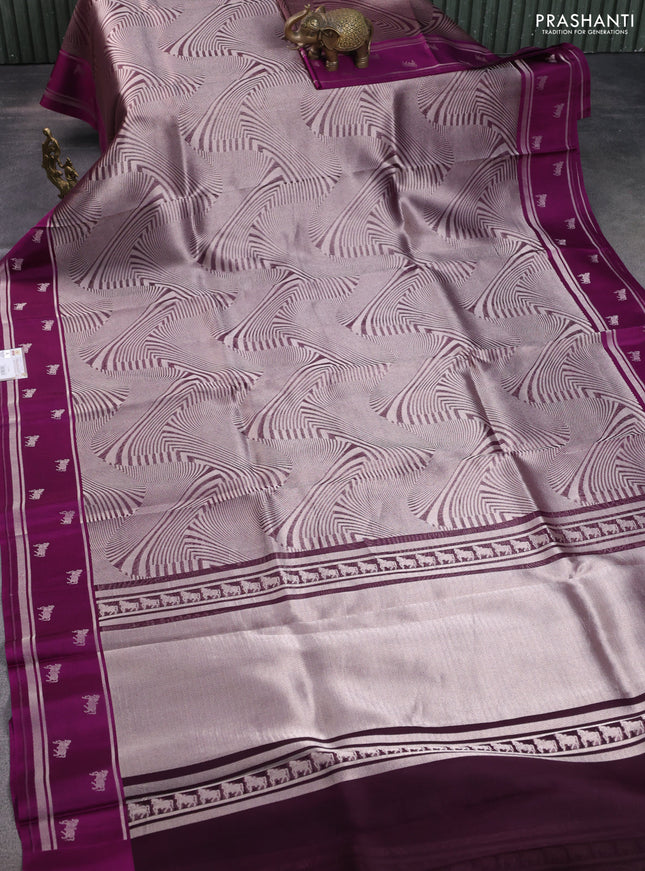 Banarasi katan silk saree purple with allover silver zari woven brocade weaves and zari woven butta border