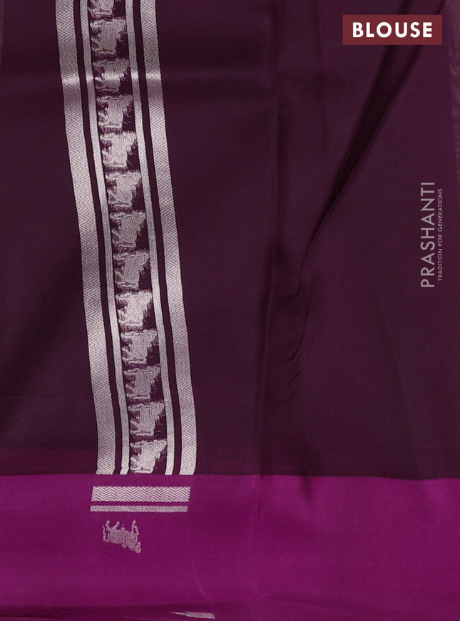Banarasi katan silk saree purple with allover silver zari woven brocade weaves and zari woven butta border