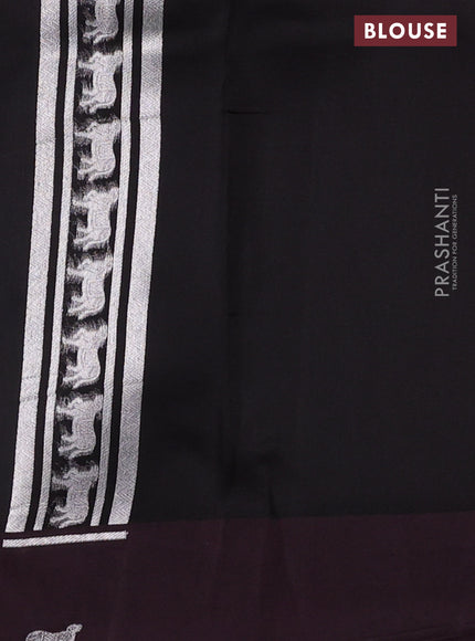 Banarasi katan silk saree coffee brown with allover silver zari woven brocade weaves and zari woven butta border