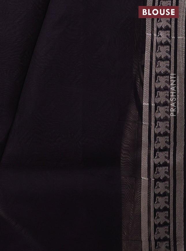 Banarasi katan silk saree violet with allover silver zari woven brocade weaves and zari woven butta border