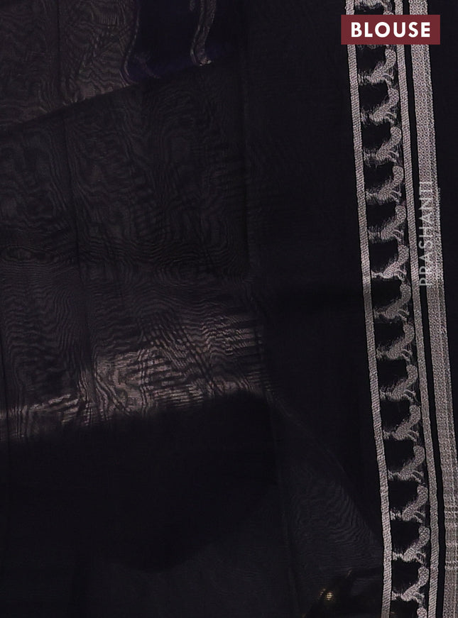 Banarasi katan silk saree blue with allover silver zari woven brocade weaves and zari woven butta border