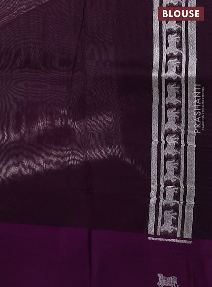 Banarasi katan silk saree purple with allover silver zari woven brocade weaves and zari woven butta border