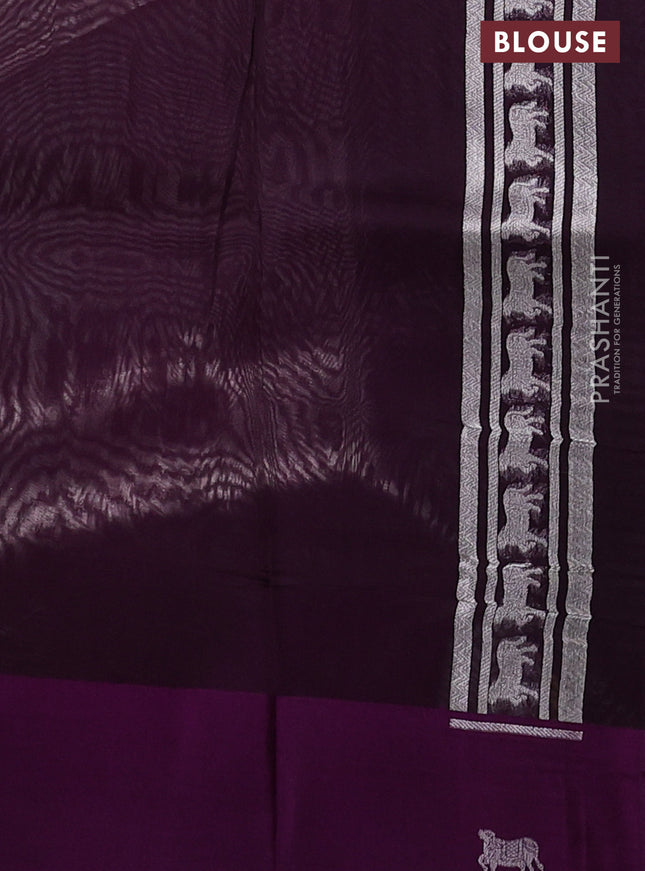 Banarasi katan silk saree purple with allover silver zari woven brocade weaves and zari woven butta border