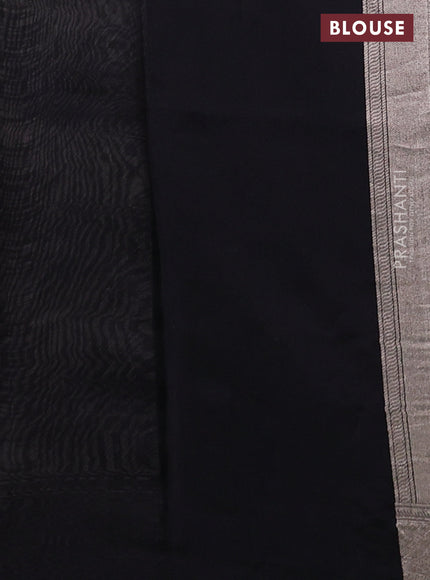 Banarasi katan silk saree black with allover silver zari woven brocade weaves and zari woven butta border