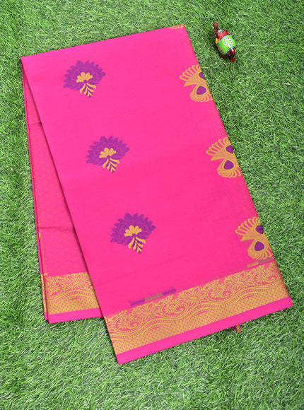 Coimbatore Cotton Dark Pink Butta Saree with Thread Woven Border