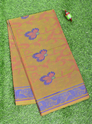 Coimbatore Cotton Brown Butta Saree with Thread Woven Border