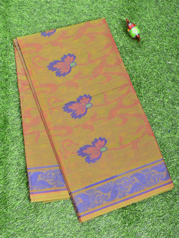 Coimbatore Cotton Brown Butta Saree with Thread Woven Border