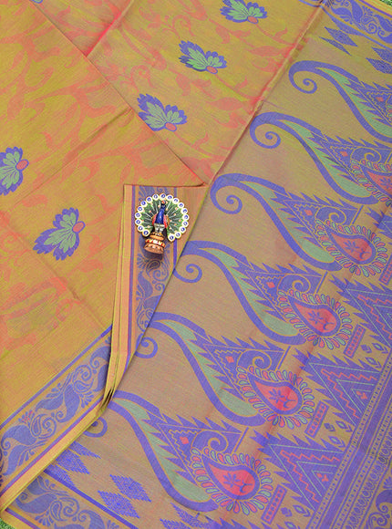 Coimbatore Cotton Brown Butta Saree with Thread Woven Border