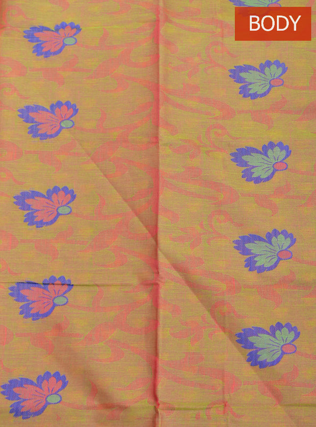 Coimbatore Cotton Brown Butta Saree with Thread Woven Border