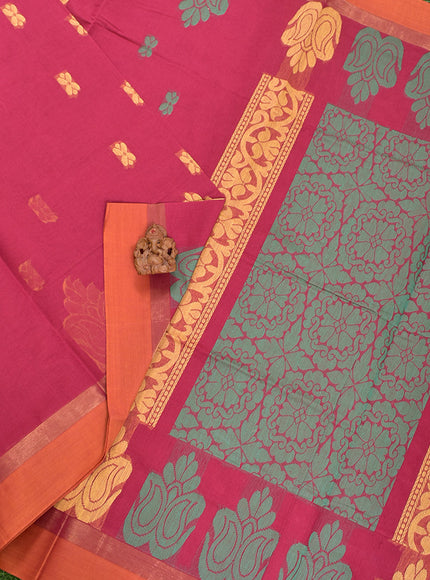 Coimbatore Cotton Red Color Butta Saree with Plain Border