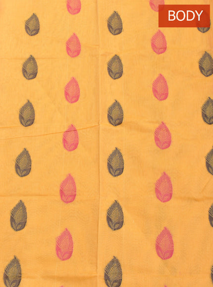 Coimbatore Cotton Yellow Butta Saree with Plain Border