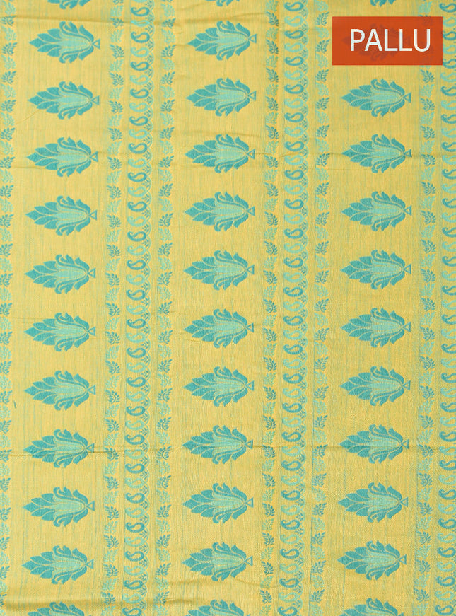 Coimbatore Cotton Rama Green Emboss Saree with Thread Woven Border