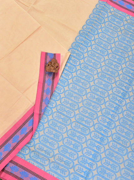 Coimbatore Cotton Sandal Fancy Emboss Saree with Thread Woven Border