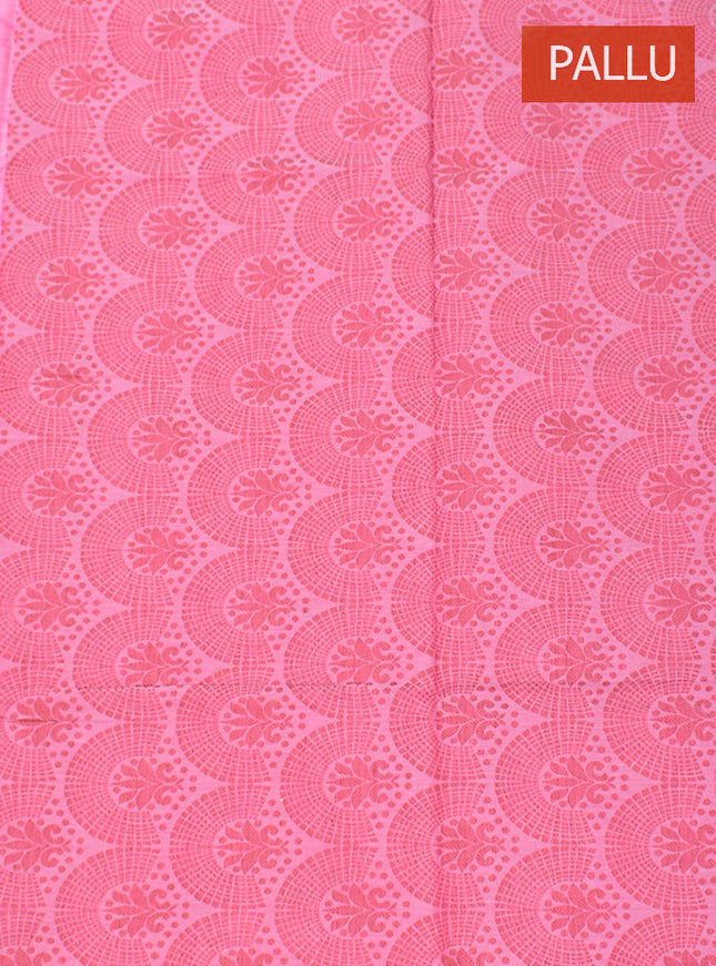 Coimbatore Cotton Pink Fancy Emboss Saree with Thread Woven Border