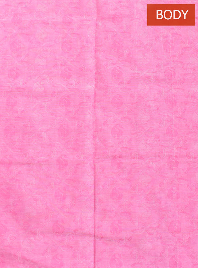 Coimbatore Cotton Pink Fancy Emboss Saree with Thread Woven Border