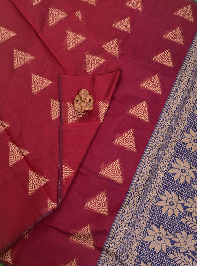 Coimbatore Cotton Maroon Color Light Weight Cotton Saree