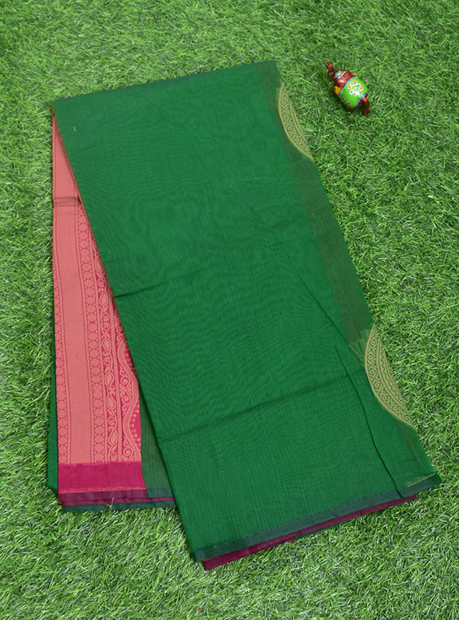 Coimbatore Cotton Dark Green Color Light weight Cotton Saree