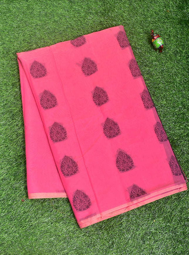 Coimbatore Cotton Pink Color Light weight Cotton Saree