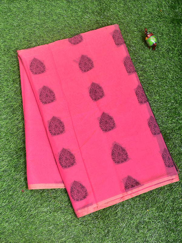 Coimbatore Cotton Pink Color Light weight Cotton Saree