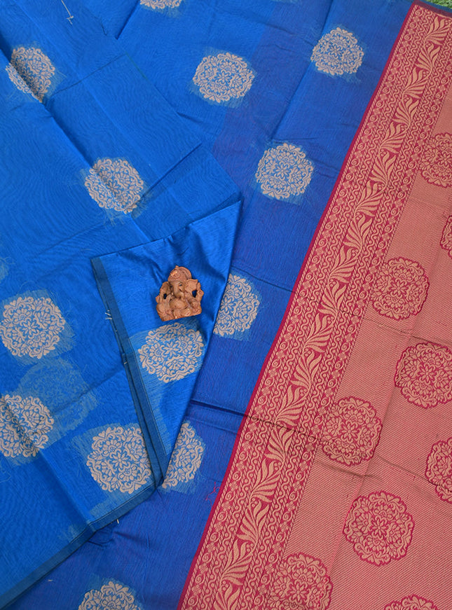 Coimbatore Cotton Blue Color Light Weight Cotton Saree