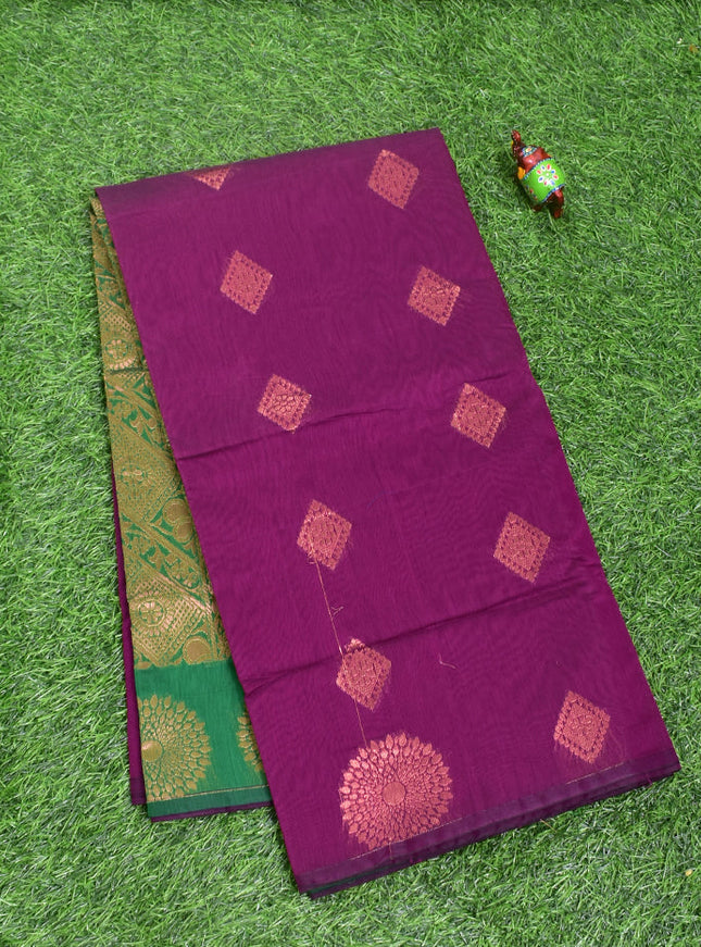Coimbatore Cotton Magenta Color Light weight Cotton Saree