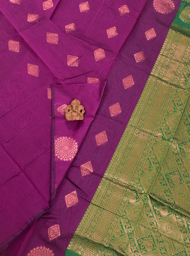 Coimbatore Cotton Magenta Color Light weight Cotton Saree