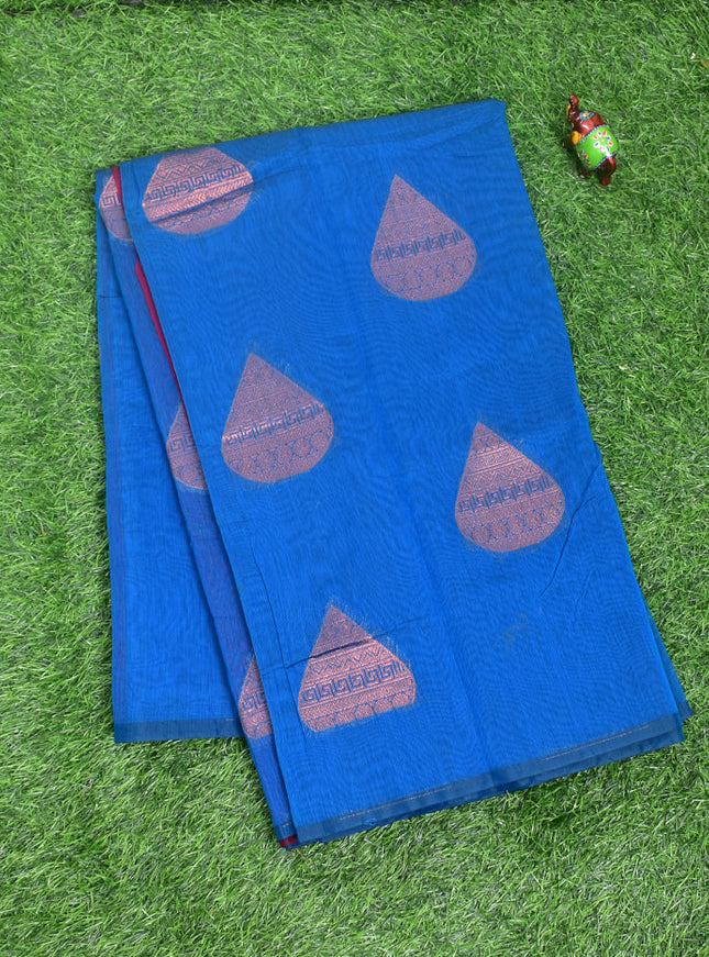 Coimbatore Cotton Blue Color Light weight Cotton Saree