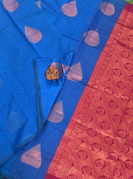 Coimbatore Cotton Blue Color Light weight Cotton Saree