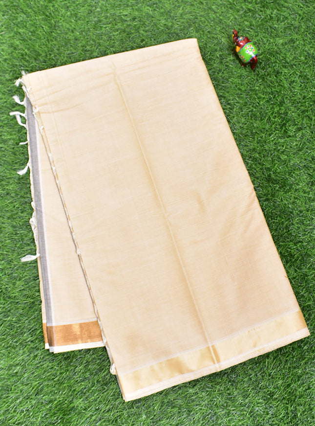 Coimbatore Cotton Sandal Color Pure Cotton Plain Saree