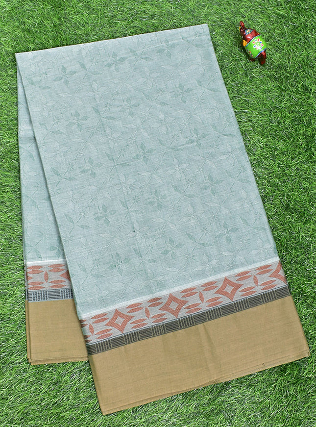 Coimbatore Cotton Light Green Fancy Emboss Saree with Plain Border