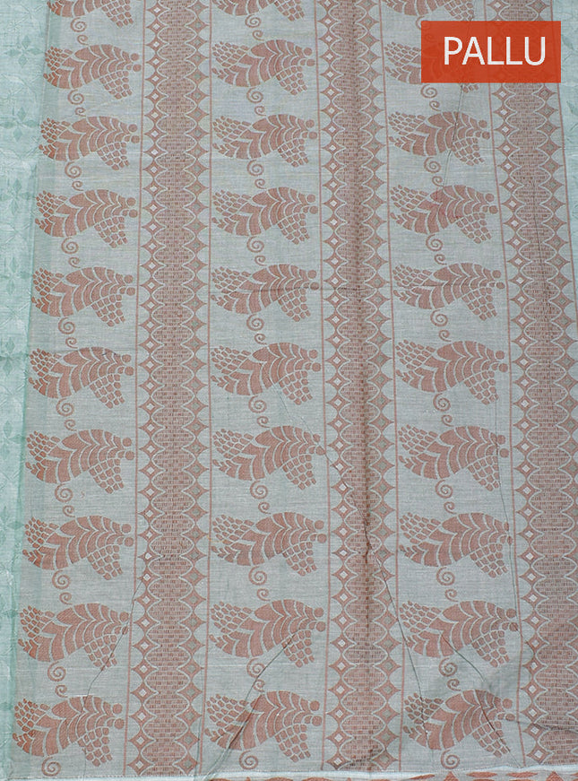 Coimbatore Cotton Light Green Fancy Emboss Saree with Plain Border