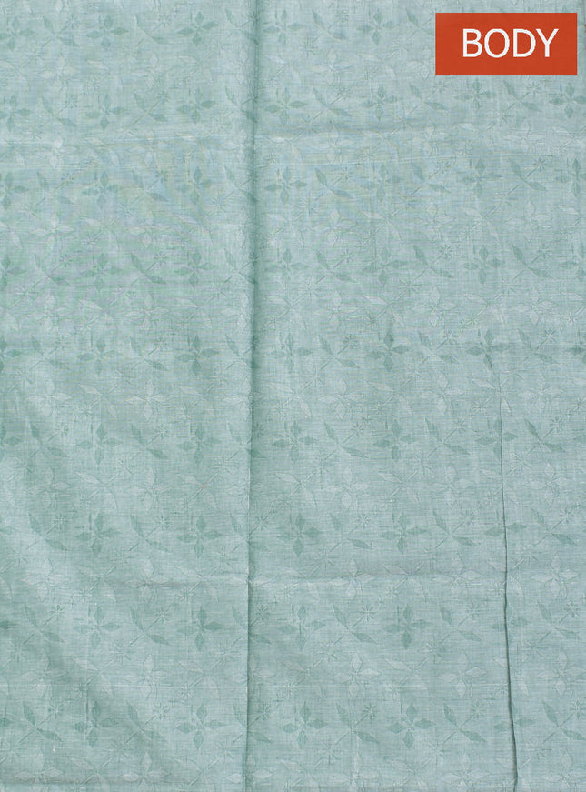 Coimbatore Cotton Light Green Fancy Emboss Saree with Plain Border