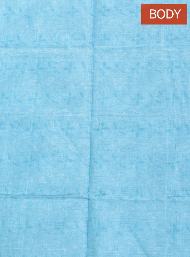 Coimbatore Cotton Light Blue Fancy Emboss Saree with Thread Woven Border