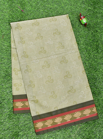 Coimbatore Cotton Light Green Fancy Emboss Saree with Thread Woven Border