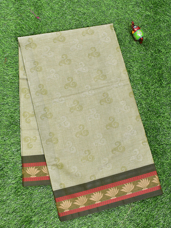 Coimbatore Cotton Light Green Fancy Emboss Saree with Thread Woven Border