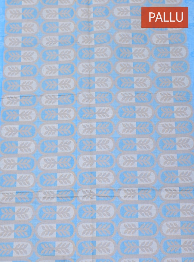 Coimbatore Cotton Blue Fancy Emboss Saree with Thread Woven Border