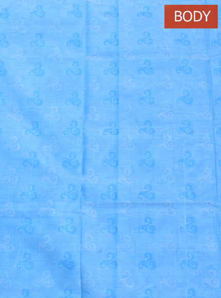 Coimbatore Cotton Blue Fancy Emboss Saree with Thread Woven Border