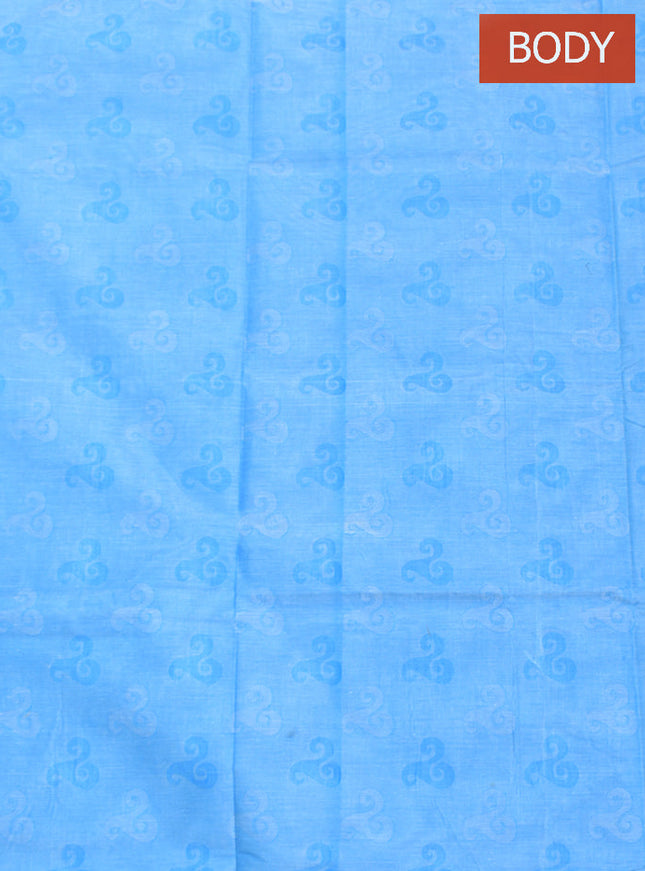 Coimbatore Cotton Blue Fancy Emboss Saree with Thread Woven Border