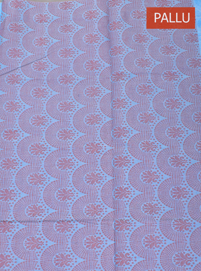 Coimbatore Cotton Blue Color Fancy Emboss Saree with Thread Woven Border