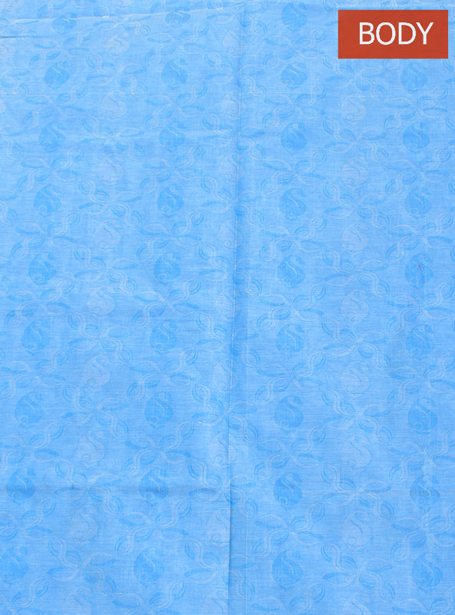 Coimbatore Cotton Blue Color Fancy Emboss Saree with Thread Woven Border