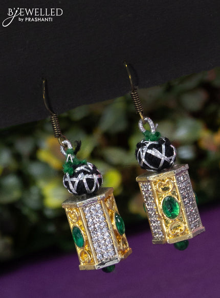 Jaipur beaded necklace with emerald and cz stones