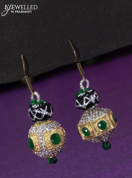 Jaipur beaded necklace with emerald and cz stones