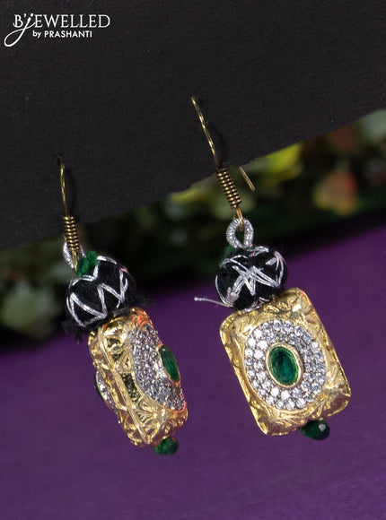 Jaipur beaded necklace with emerald and cz stones