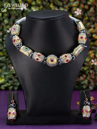 Jaipur beaded necklace with kemp and cz stones